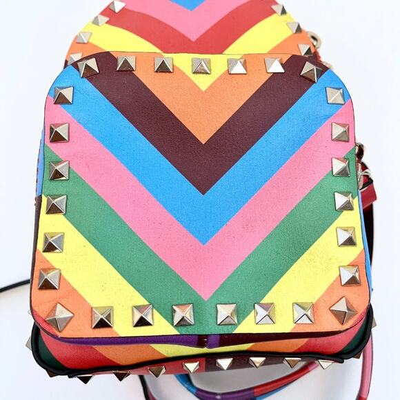 Valentino Rockstud 1973 Mini Backpack Rainbow Stripe Multicolor Resort 2015 - Picture 6 of 12